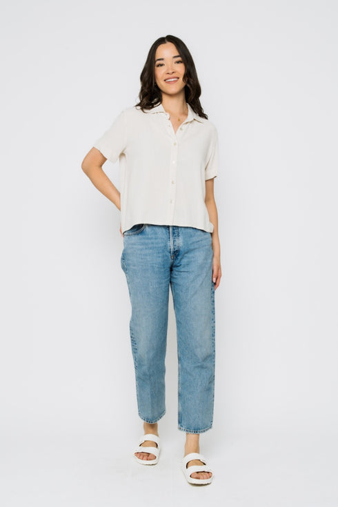 Nina-Roll Cuff Short Sleeve Shirt